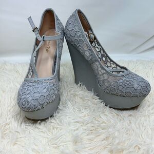 Dream Pairs Gray Lace Wedge Shoes